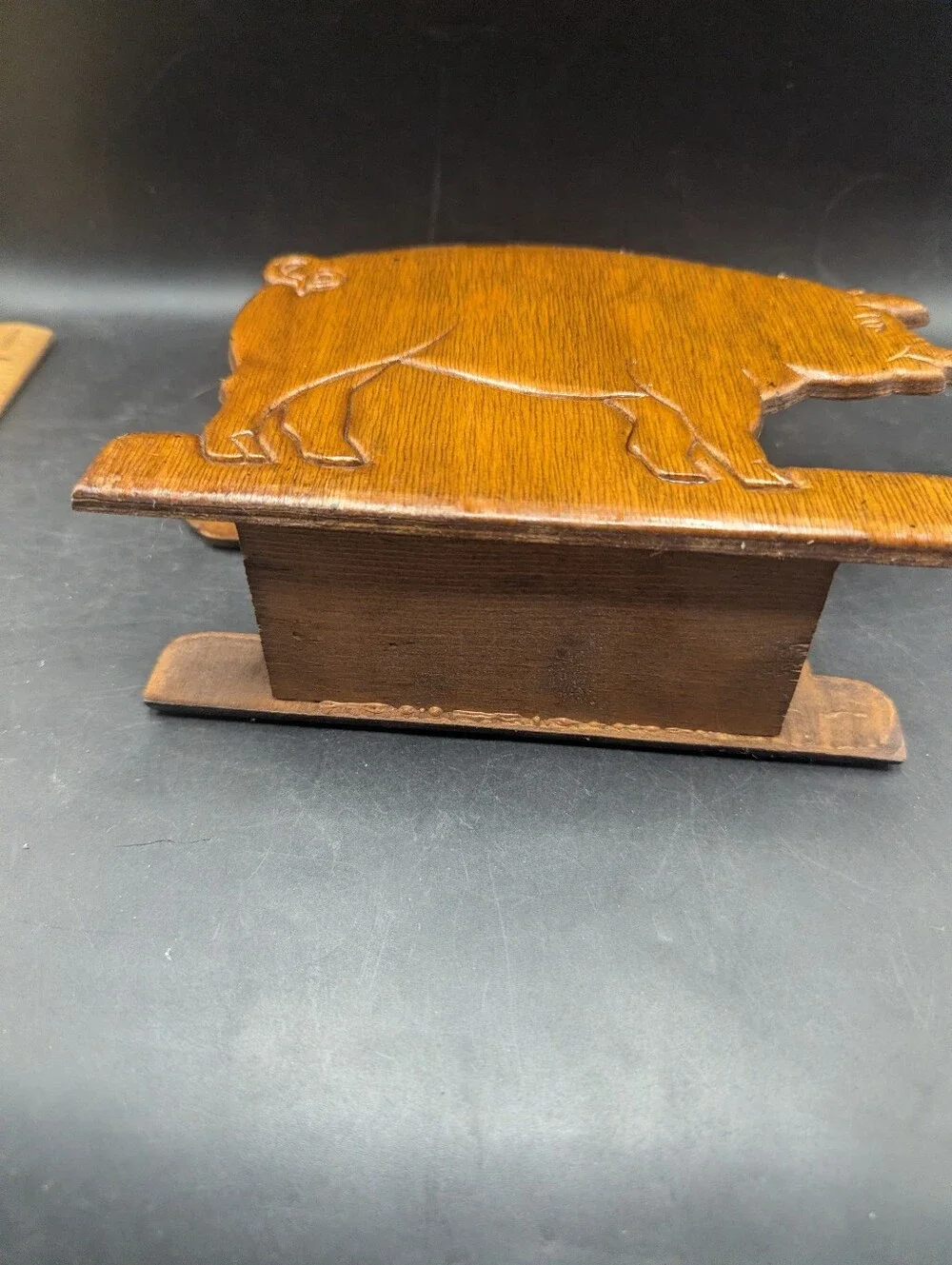 Wooden Pig Napkin Holder - Dark Brown